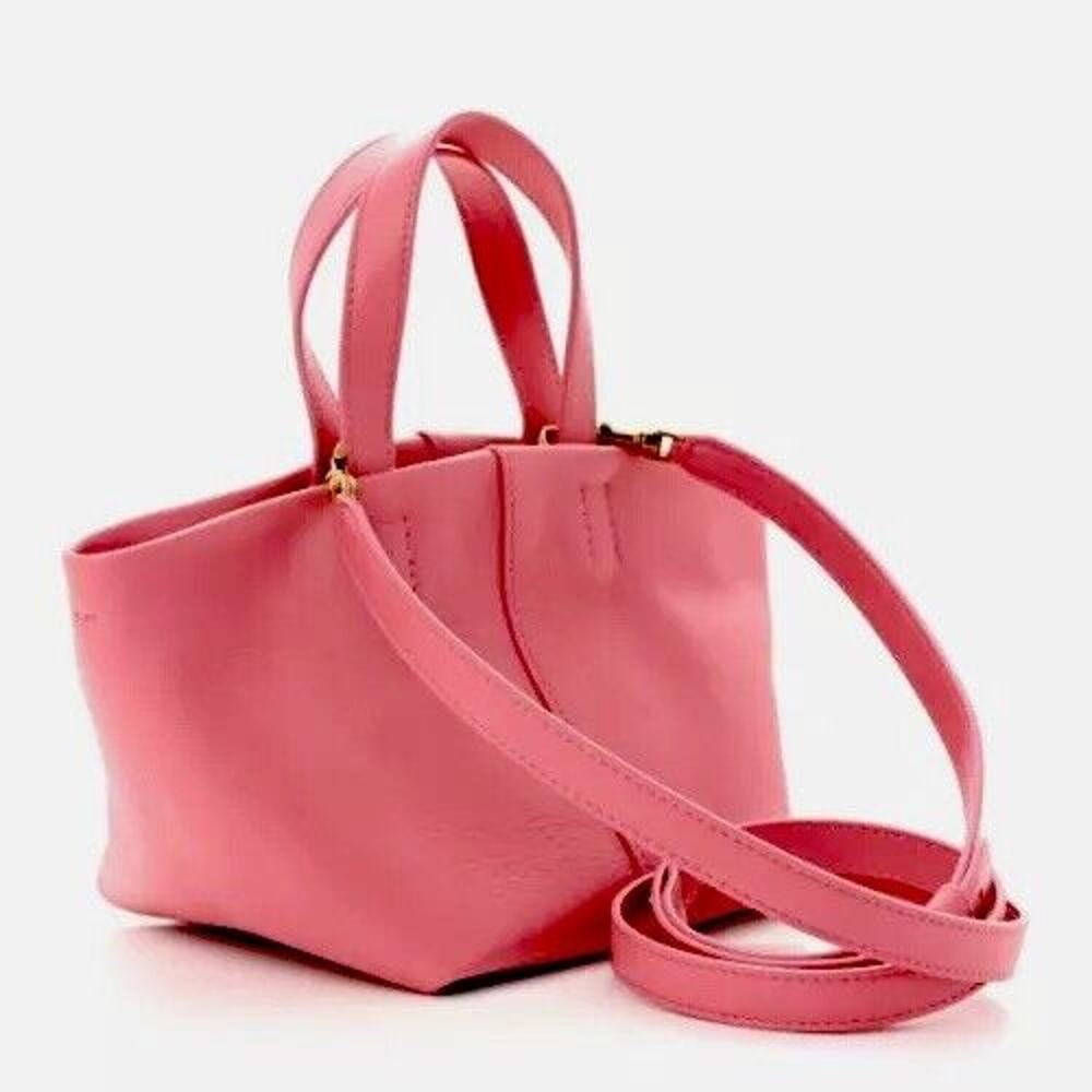 NWOT Mansur Gavriel Tulipano Mini Pebbled Leather Crossbody Bag Peony Pink